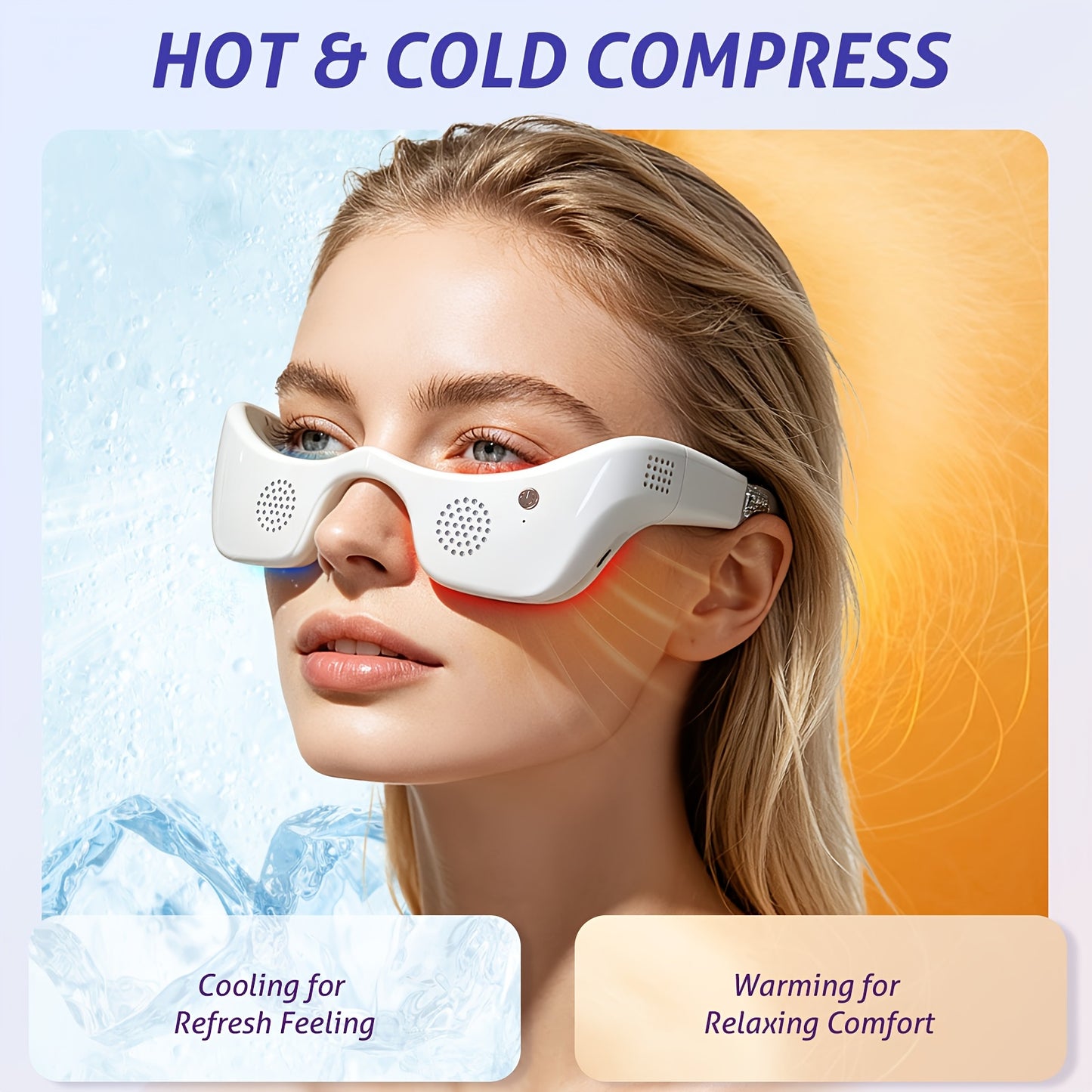 FDA Cleared Eye Red Light Treatment Device, 650 Nanometer Red Light Relax Eye Massager, Seven Colors, Switch Between Hot And Cold Two Modes, Used to Relieve Bags Under The Eyes, Eye Fatigue And Dark Circles, Lightweight Design, Hands-free Use