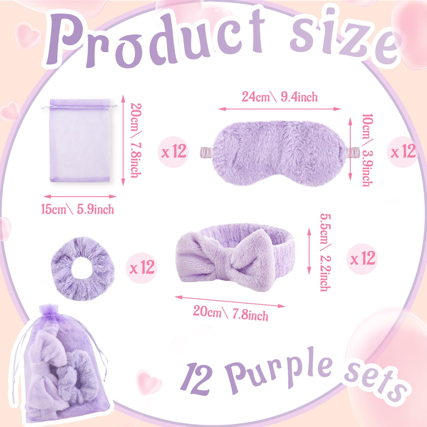 Gift for Her\u002FHim 12 Sets Sleepover Party Supplies for Girl Spa Slumber Birthday Favors Throw Blanket Pillow Eye Mask Headband Scrunchies