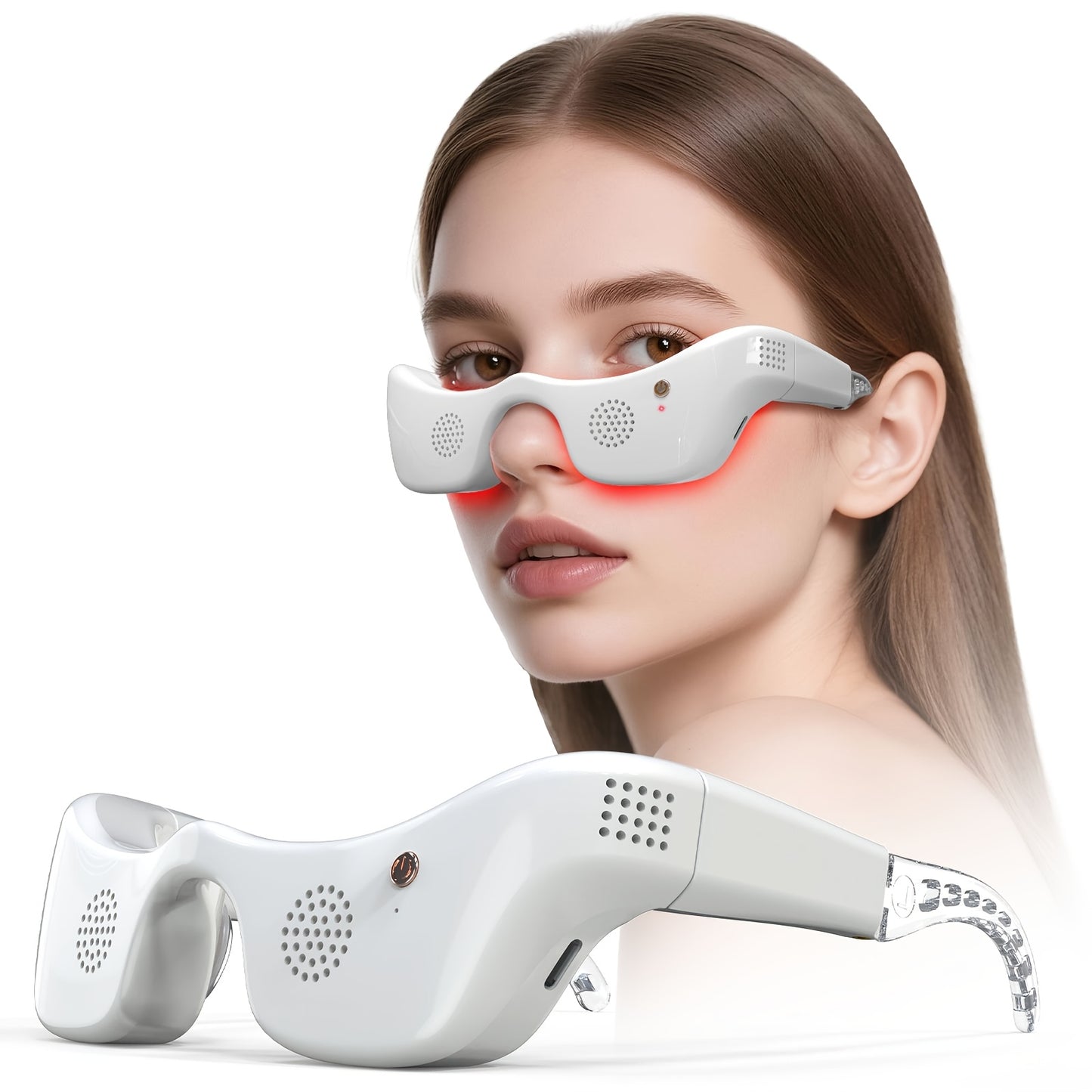 FDA Cleared Eye Red Light Treatment Device, 650 Nanometer Red Light Relax Eye Massager, Seven Colors, Switch Between Hot And Cold Two Modes, Used to Relieve Bags Under The Eyes, Eye Fatigue And Dark Circles, Lightweight Design, Hands-free Use
